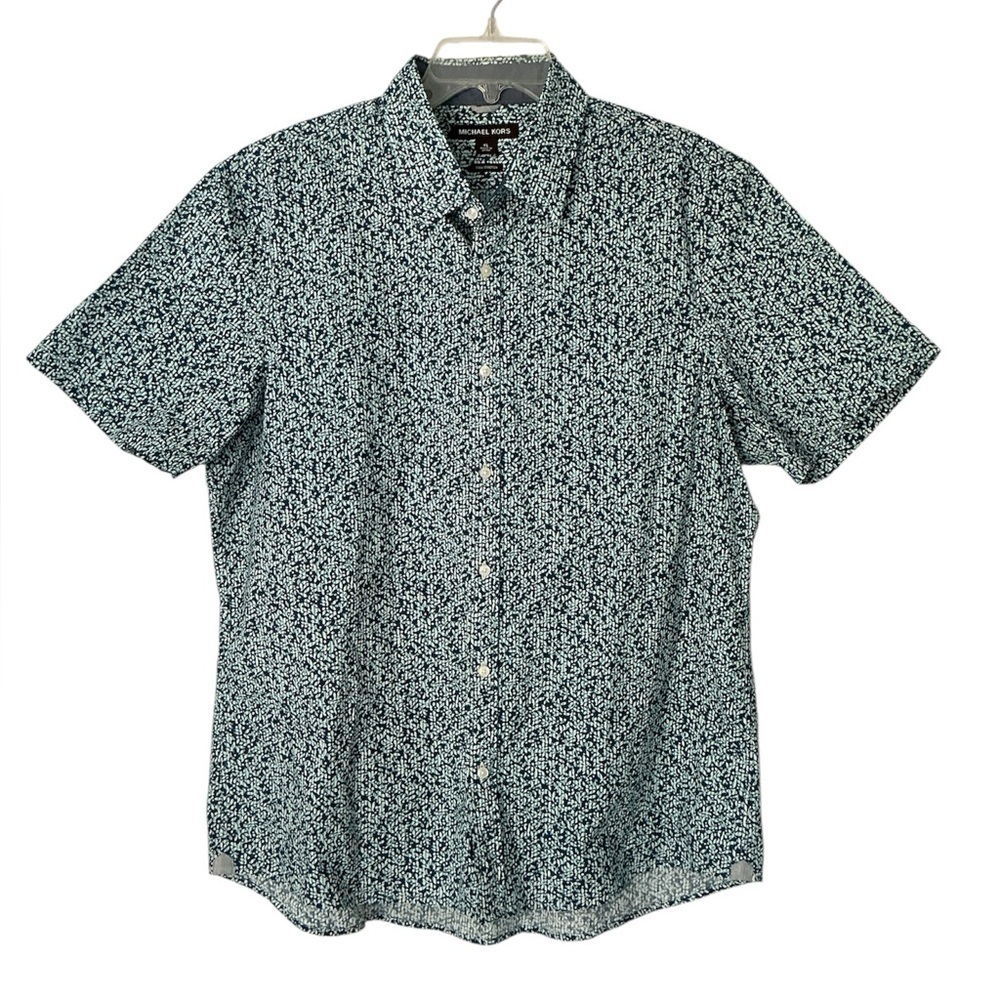 Michael Kors Black and White Patterned Button Down Shirt